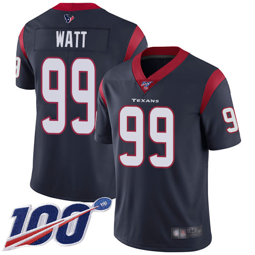 Houston Texans Limited Navy Blue Men J J  Watt Home Jersey NFL Football #99 100th Season Vapor Untouchable